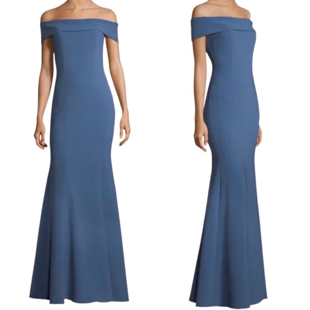 Theia Off The Shoulder Mermaid Gown Evening Dress in Wedgewood Blue Size 10